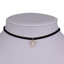 Black Chocker Necklace Imitation Triangle Stone Pendant Punk Vintage Choker Jewelery Fashion Choker Necklace For Love  #88799