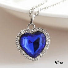 Charming Jewelery Accessories Titanic Heart Of Ocean Crystal Rhinestone Inlaid Heart Shaped Pendant Necklace NL-0485
