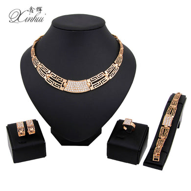 2017 New Fashion Women Wedding Bridal Accessories Party Gold Plated African Beads Costume Jewelery Sets